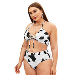 Cow Print Sexy Lacing Swimsuit Two Piece Sets Curve Bikini Backless Plus Size Swimwear Wholesale Vendors