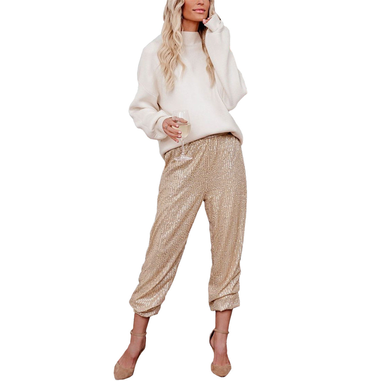 Sequin Pockets Harem Wholesale Pants