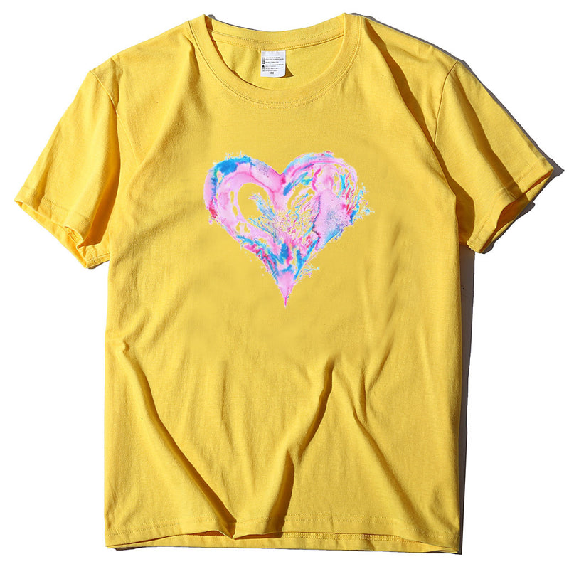 Valentine'S Day Short Sleeve Wholesale T Shirts Fashion Heart Printed
