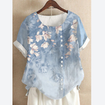 Floral Print Short Sleeve Round Neck Wholesale T-shirts For Summer
