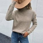 Casual Off Shoulder Solid Color Long Sleeve High Collar Wholesale Sweaters