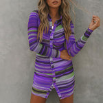 Striped Bodycon Dress Sexy Dress Colorful Womens Clothes
