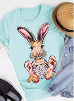 Women Fashion Happy Easter Rabbit Print Wholesale Summer T-shirts Tops
