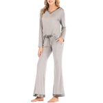 Solid Color T Shirts & Pants Women Pajamas Sets Wholesale Loungewear