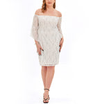 Elegant Off-Shoulder Lace Bodycon Dress Long Sleeve Wholesale Plus Size Clothing