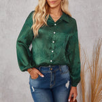 Casual Single-Breasted Lapel Print Blouses Wholesale Womens Long Sleeve T Shirts