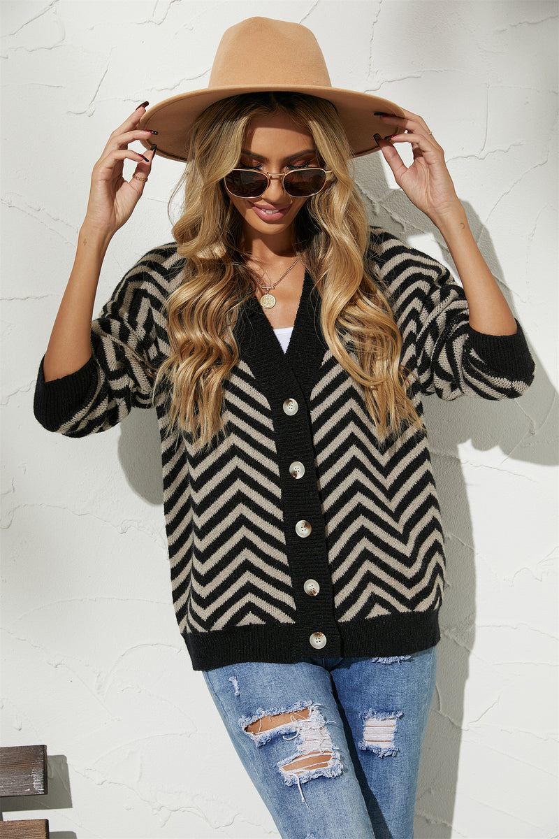 Striped Slim Knit Women's Wholesale Sweaters and Cardigans