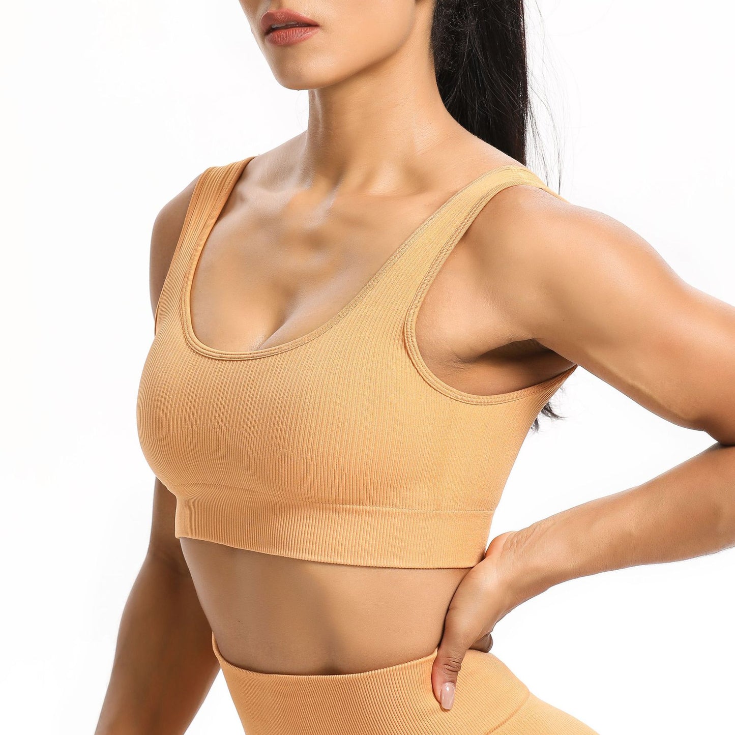 Ribbed Solid Sleeveless Crop Top Wholesale Workout Clothes ST201852