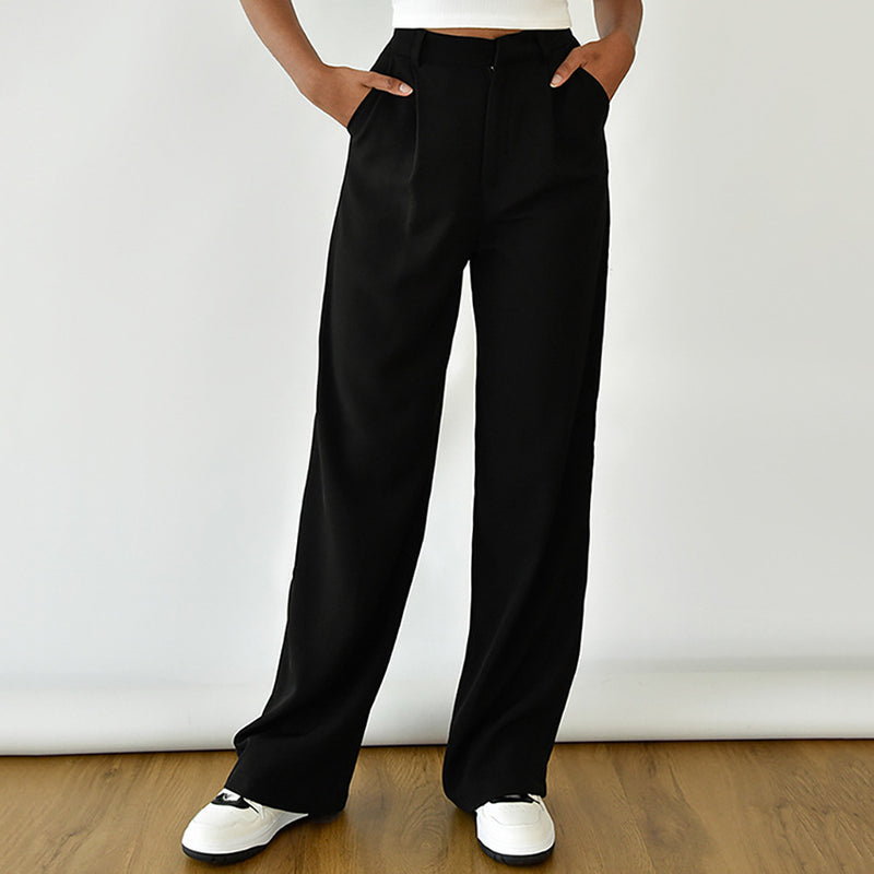 Fashion Casual Solid Color High Waist Straight Wholesale Pants