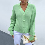 Solid Knit Button Down Wholesale Women Cardigan