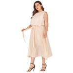 Elastic Waist Bowknot Chiffon Dress Plus Size Women Clothing Wholesale