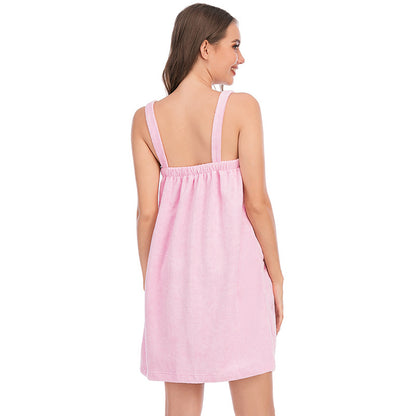 Women Bath Bathrobe With Pocket Sling Bath Dress Wholesale Loungewear