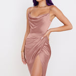 Solid Color Sleeveless Sling Wrap Wholesale Ruched Slit Dresses