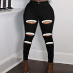 Fashion Women'S Denim Trousers With Hole Design Wholesale Jeans SP183174