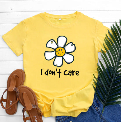 Sunflower Print Short Sleeve Summer Wholesale T-shirts