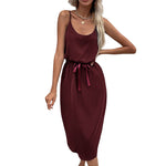 Women Solid Color Casual Split Cami Dress Wholesale