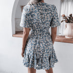 Floral Ruffle Pleats Flare Sleeve Wholesale Summer Dresses