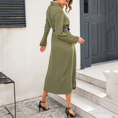 Solid Color Elegant Wholesale Dresses Supplier Mid Length Shirt Dress