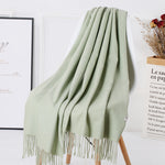 Casual Solid Color Faux Cashmere Tassels Shawl Wholesale Scarf