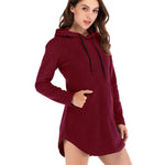 Hot Sale Fleece Mid-Length Pocket Hooded Women's Clothing Wholesale