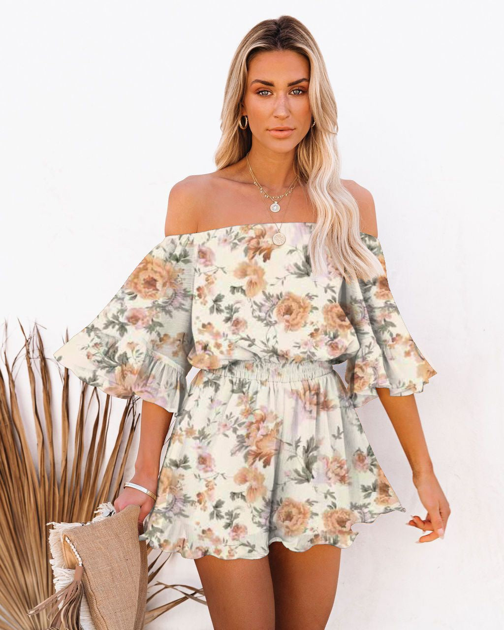 Flare Sleeve Off Shoulder Sexy Chiffon Rompers Wholesale Jumpsuits