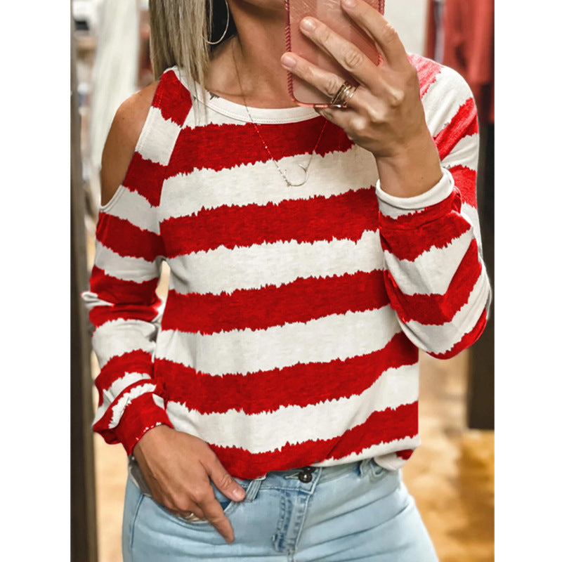 Tie-Dye Striped Printed T-Shirt Wholesale Women Clothing