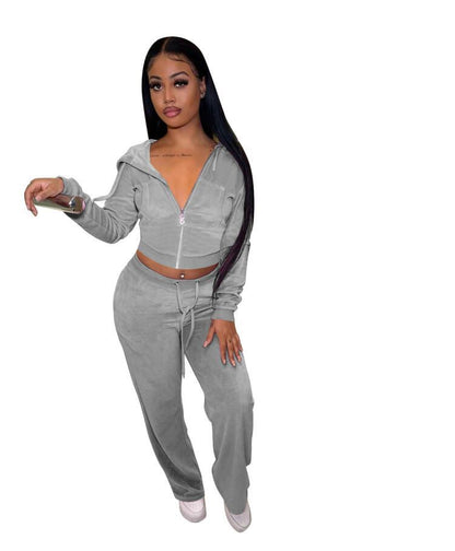 Women Wholesale Sweatsuit Sets Hoodies + Wide Leg Pants-08