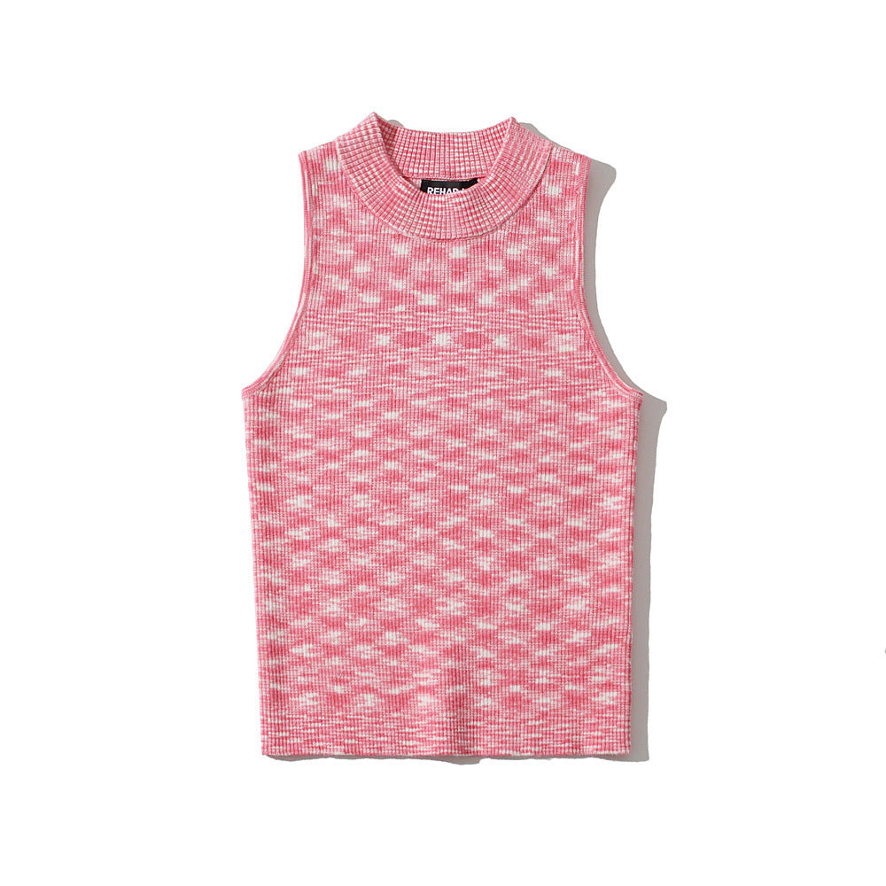 Women's Sleeveless Pink Ribbed Knit Summer Wholesale Tank Tops