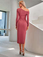Fashion Sloping Shoulder Slim Knit Dress Wholesale Dresses