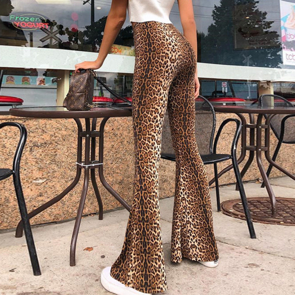 Leopard Slim Wholesale Flare Pants For Women