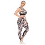 Sport Bra & Leggings Camo Print Curvy Yoga Fitness Suits Workout Plus Size Two Piece Sets Wholesale