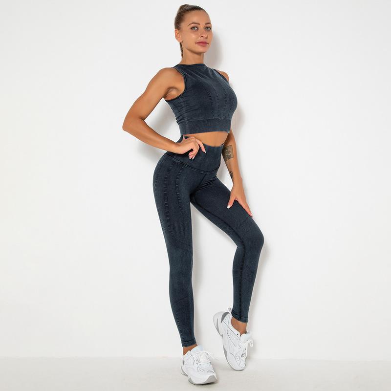 Women Knit Athletic Vests & Leggings Wholesale Workout Clothes