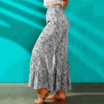 Retro Polka Dot Print Casual Womens Trousers Ruffled Loose Flared Pants Wholesale