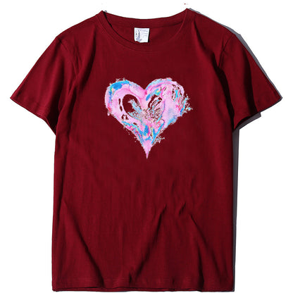 Valentine'S Day Short Sleeve Wholesale T Shirts Fashion Heart Printed