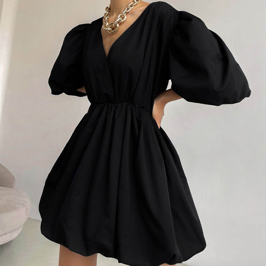 Wholesale Mini Dress Puff Sleeve Commute