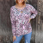 Leopard Print V-Neck Casual T-Shirt Women Wholesale