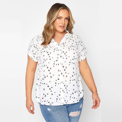 Printed V Neck Loose Wholesale Plus Size Clothing Casual Women Tops