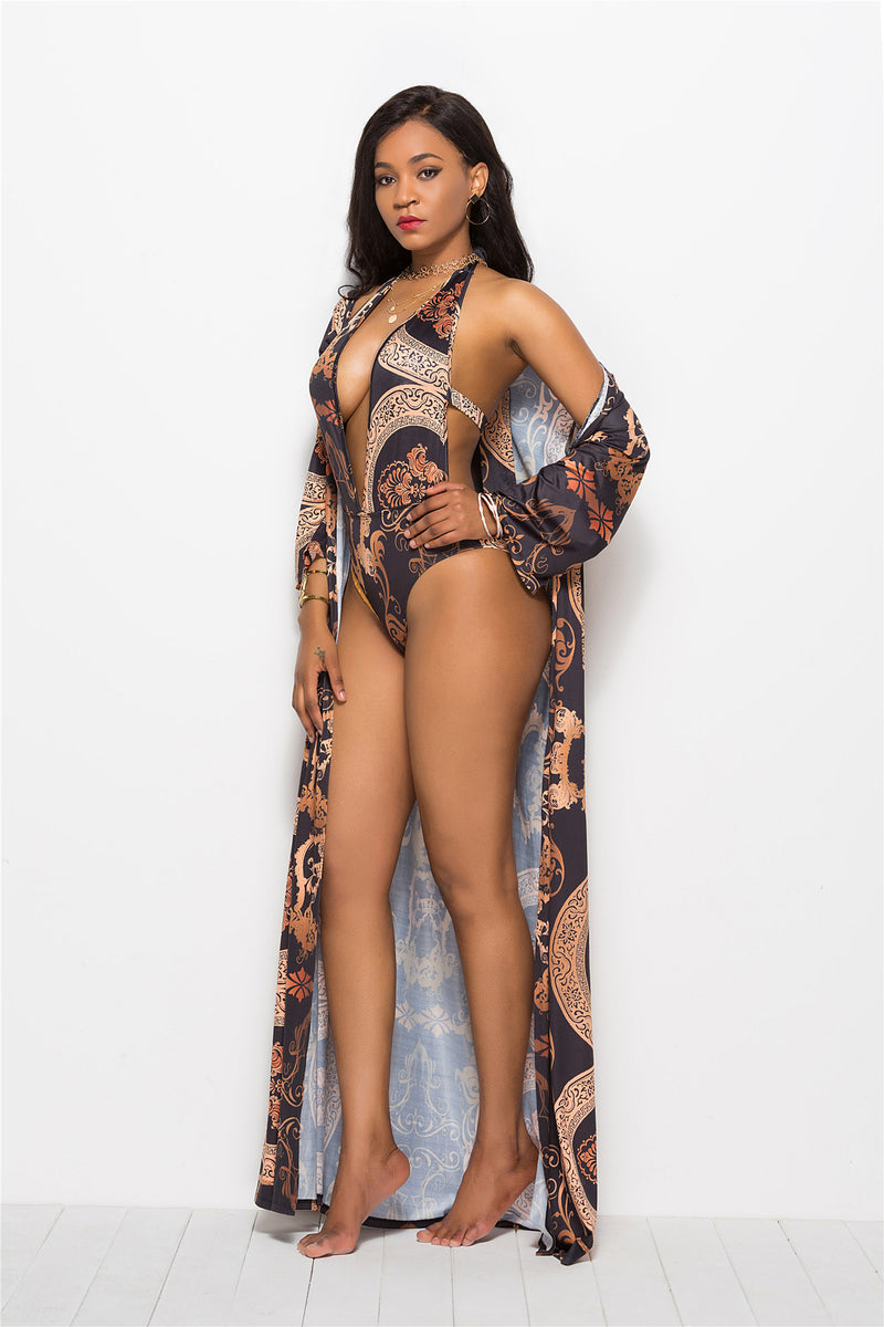Printed Two Piece Outfits Coats & Swimsuits Sets Women Swimwear Wholesale Vendors