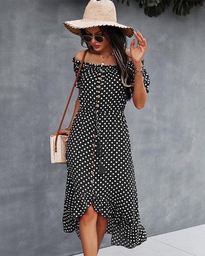 Off Shoulder Polka Dot Casual Wholesale Dresses Fashion Clothing