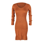 Pleated High Stretch Knitted Dress Women Wholesale