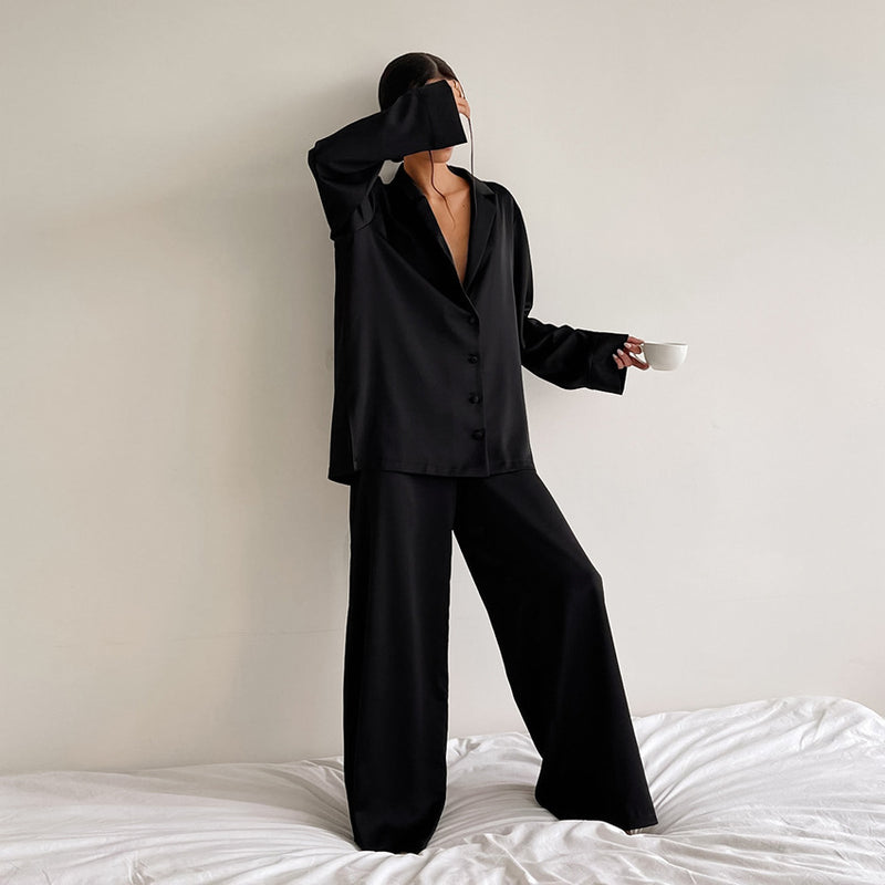 Solid Color Long Sleeve Wholesale Sleepwear Casual Women Clothing