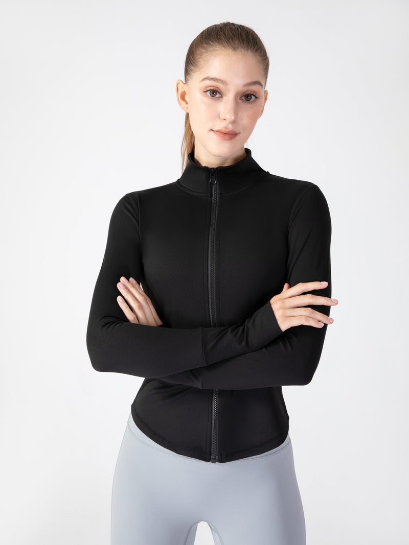 Sport Zipper Stand Collar Slim Fit Windbreaker Jacket Wholesale Women Top