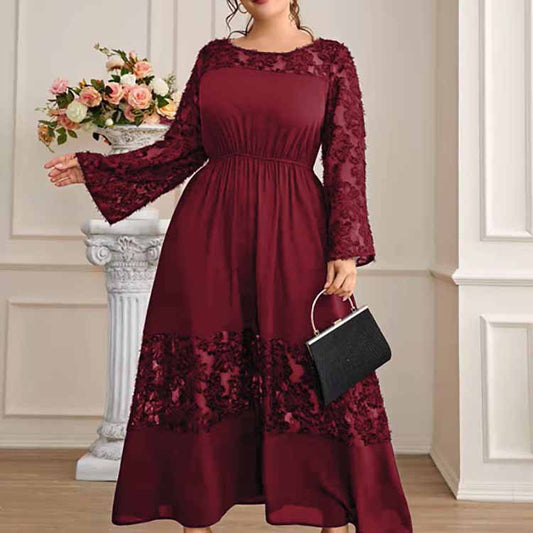 Solid Color Jacquard Curvy Maxi Dresses Wholesale Plus Size Clothing