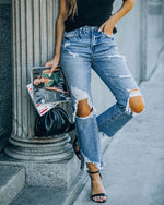 Street Style Trendy Straight-Leg Ripped Denim Trousers Wholesale Jeans