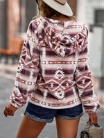 Casual V Neck Hooded Drawstring Zipper Long-Sleeved Top Wholesale Sweatshirts