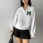 Casual Lapel Long Sleeve Letter Embroidery Tops Wholesale Sweatershirt