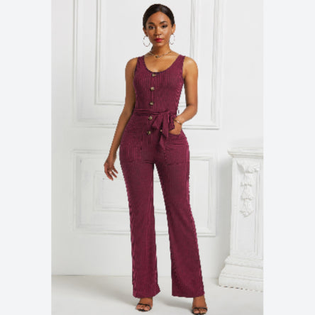 Solid Color Knitted Wholesale Jumpsuits Casual Wholesale Womens Fashion