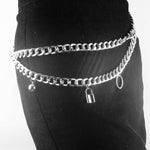 Geometric Ring Lock Body Vintage Multi-Layered Lock Shaped Ball Pendant Wholesale Waist Chain