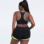 Fitness 2pcs Curvy Workout Clothes Colorblock Sport Bra & Shorts Wholesale Plus Size Clothing