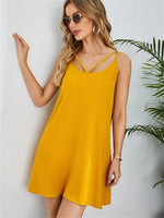 Backless Solid Color Sexy Slip A-Line Dress Wholesale Dresses